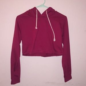 Red cropped hoodie